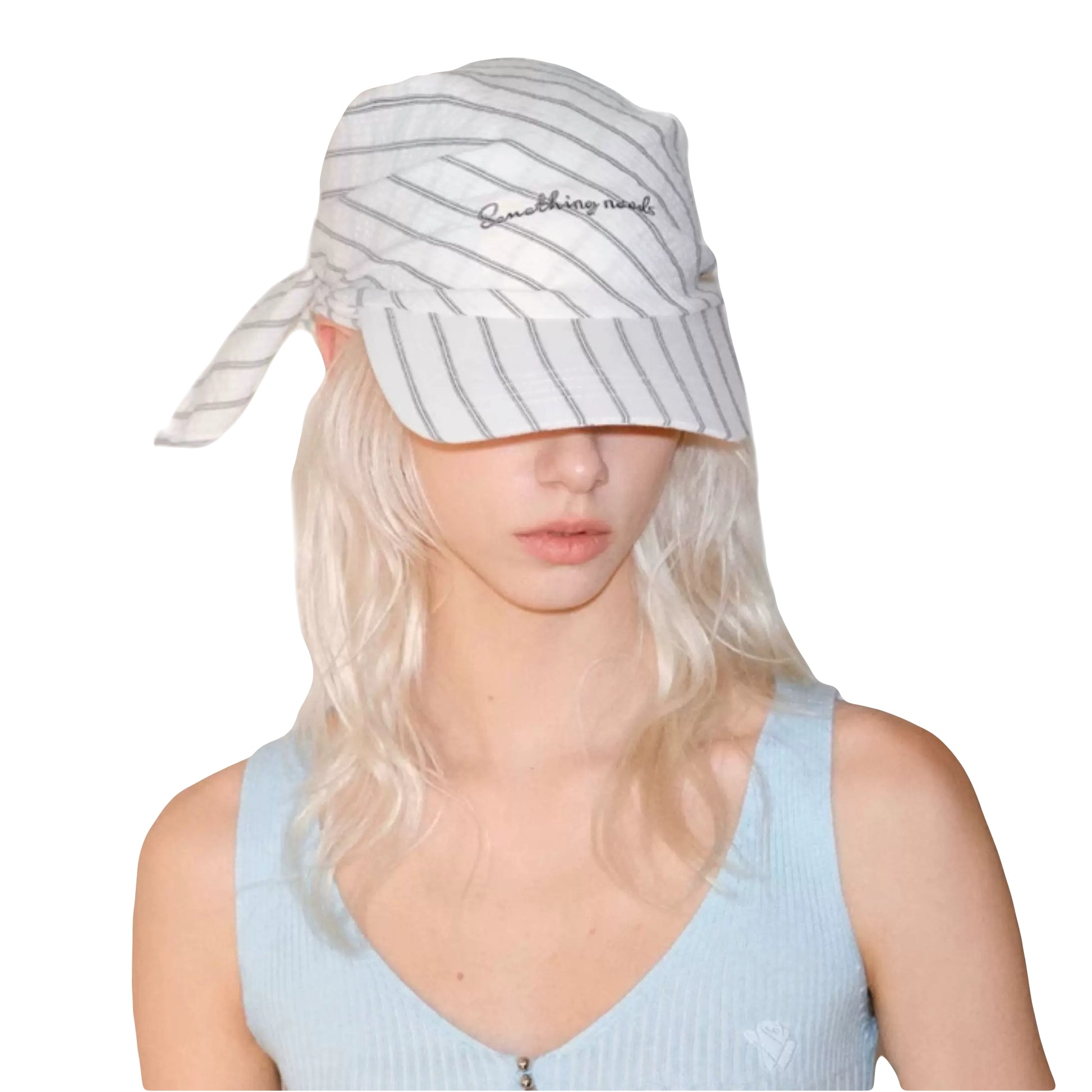 White and pink checkered scarf-tie cap, retro soft girl aesthetic plaid ribbon baseball hat
